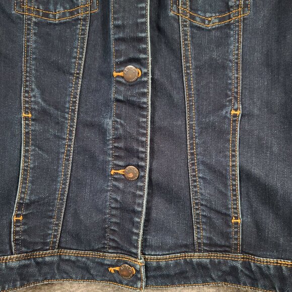 MNG by Mango Denim Dark Wash Classic Crop Jean jacket Size XL - Picture 2 of 13